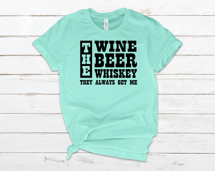 The Wine The Beer The Whiskey Screen Print Transfer Sassy Screen Prints & More