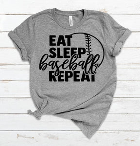 Eat, Sleep, Baseball, Repeat Screen Print Transfer