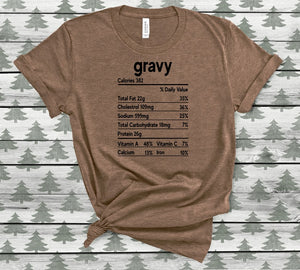 Gravy Nutrition Facts Screen Print Transfer