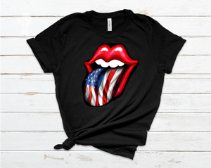 Lips Tongue American Flag *HIGH HEAT* Screen Print Transfer