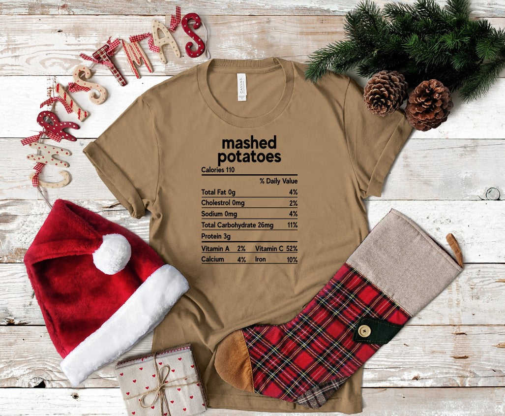 Mashed Potatoes Nutrition Facts Screen Print Transfer