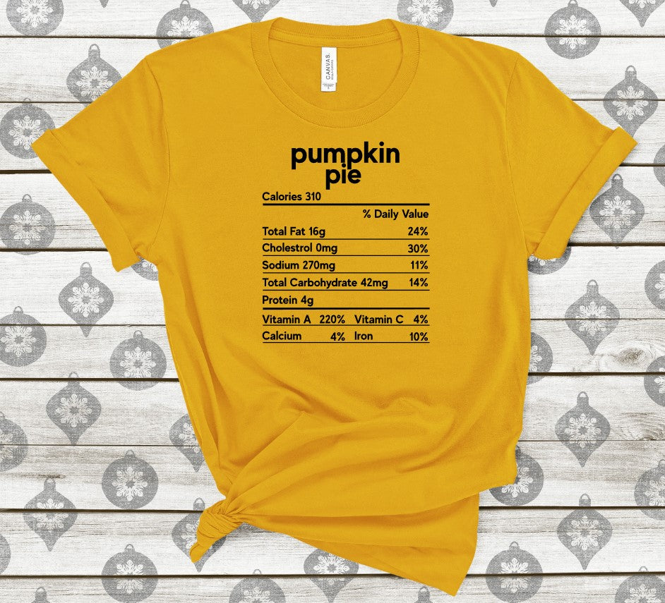 Pumpkin Pie Nutrition Facts Screen Print Transfer