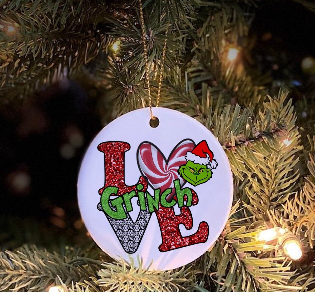 Set of 4 - LOVE Green Guy Ornament Sublimation Transfer