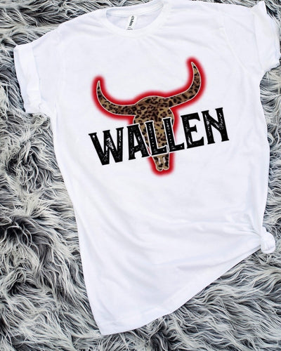 Bull Skull Wallen Red/Leopard Print Sublimation Transfer