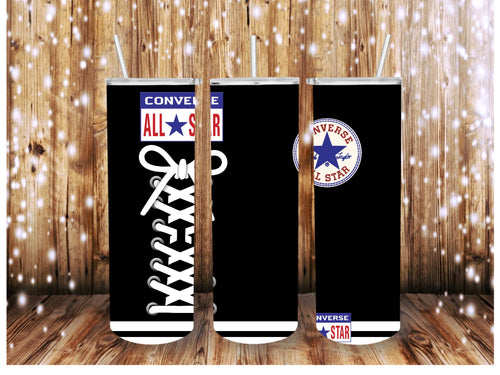 All Star Lace Up Show Black Skinny (Straight) Seamless Sublimation Transfer