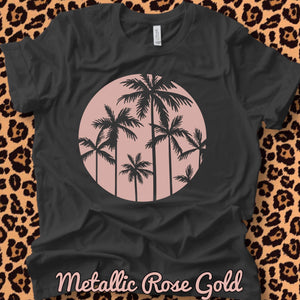 Metallic Rose Gold Palm Trees Screen Print Transfer