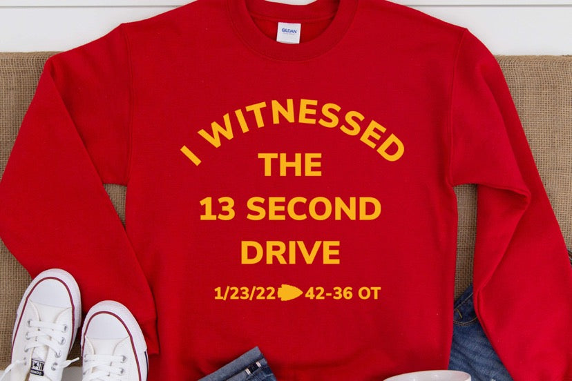 I Witnessed The 13 Second Drive Chiefs Screen Print Transfer