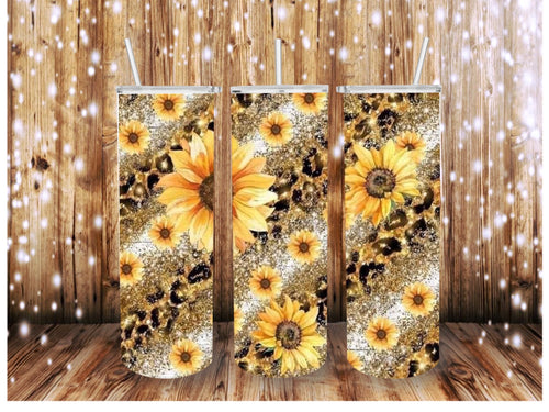 Glitter Leopard Sunflower Skinny (Straight) Seamless Sublimation Transfer