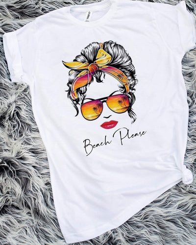 Beach Please Messy Bun Sublimation Transfer