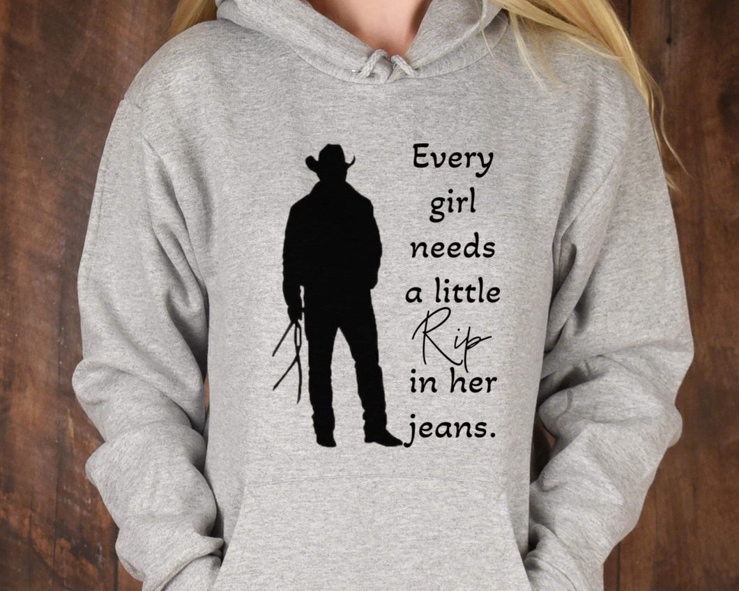 Every Girl Needs A Little Rip In Her Jeans Yellowstone Screen Print Transfer