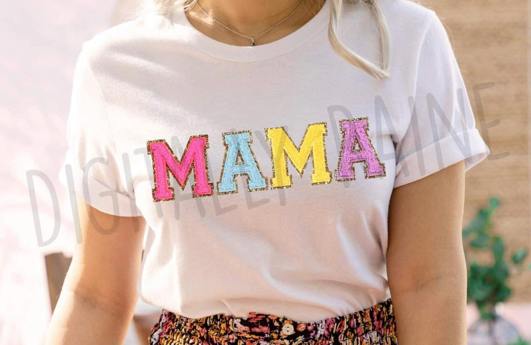 Mama Faux Chenille Letters DTF Print Transfer