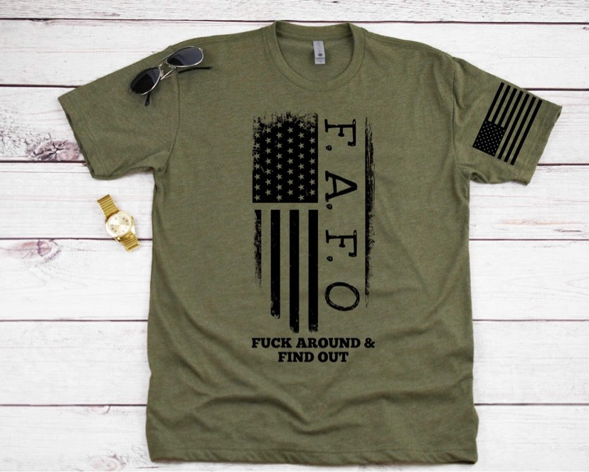 FAFO F*ck Around and Find Out Distressed Flag Screen Print Transfer