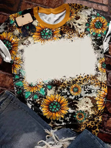 Sunflower Turquoise Polyester T-Shirt Sublimation Blanks