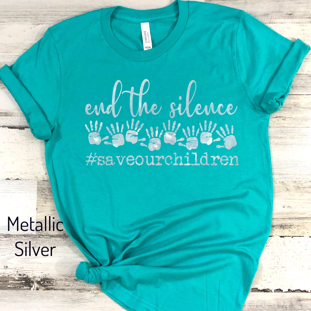 Save Our Children (Metallic Silver) Screen Print Transfer