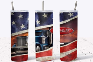 Peter Semi Truck with USA Flag Skinny (Straight) Seamless Sublimation Transfer