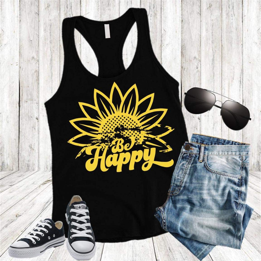 Be Happy Sunflower Screen Print Transfer