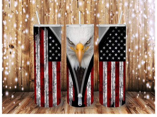 American Flag Bald Eagle Zipper Skinny (Straight) Seamless Sublimation Transfer