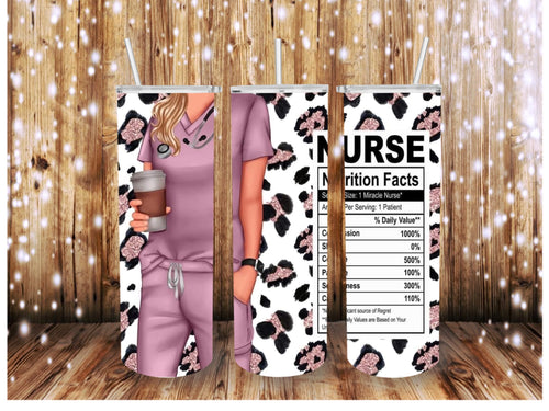 Nurse Nutrition Facts Pink Leopard Glitter Skinny (Straight) Seamless Sublimation Transfer