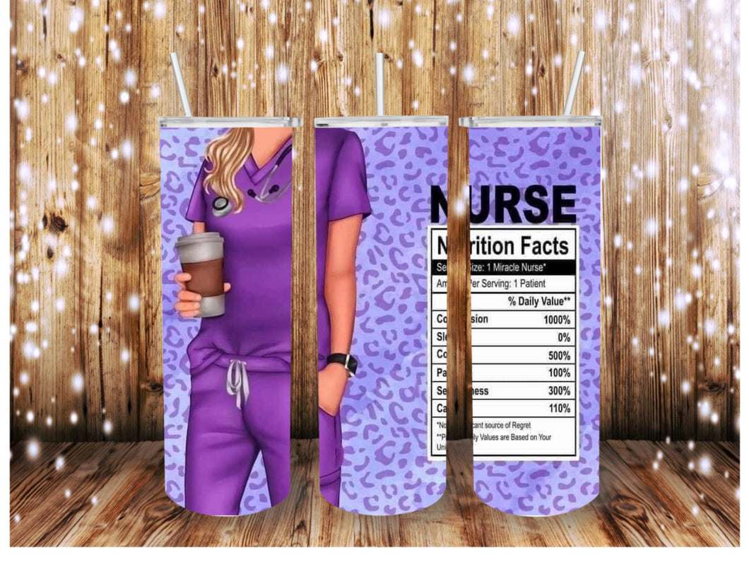 Nurse Nutrition Facts Purple Leopard Skinny (Straight) Seamless Sublimation Transfer