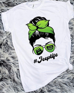 Jeep Life Green Messy Bun Sublimation Transfer