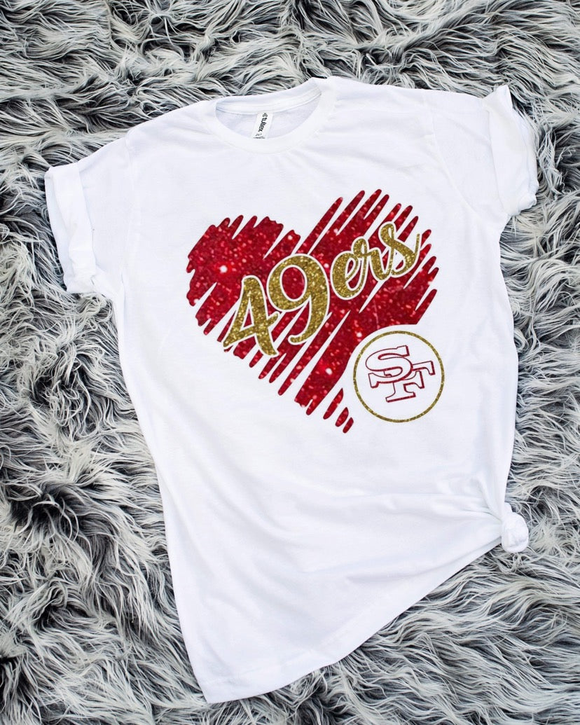 49ers Heart Sublimation Transfer