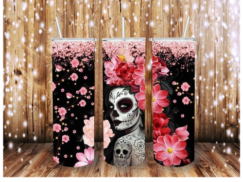 Sugar Skull Floral Skinny (Straight) Seamless Sublimation Transfer